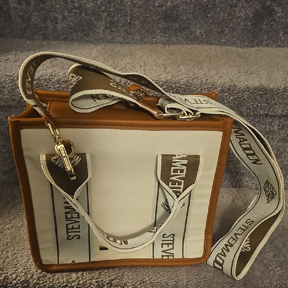 Steven Madden Brown and Cream Messenger Bag